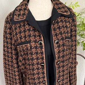 Danny & Nicole Black and Brown Houndstooth Trench Coat